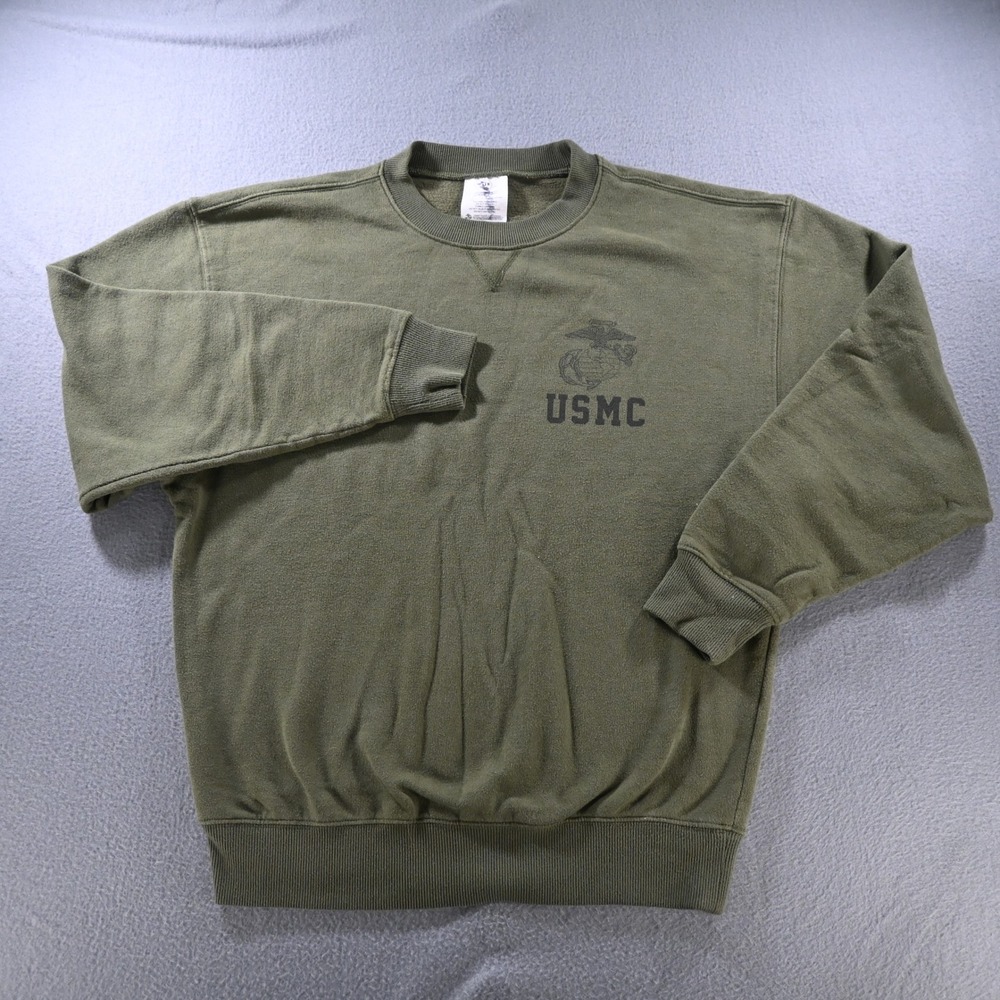 AFN USMC Certified Crewneck Sweatshirt Medium Olive Green Military Logo - Picture 2 of 7